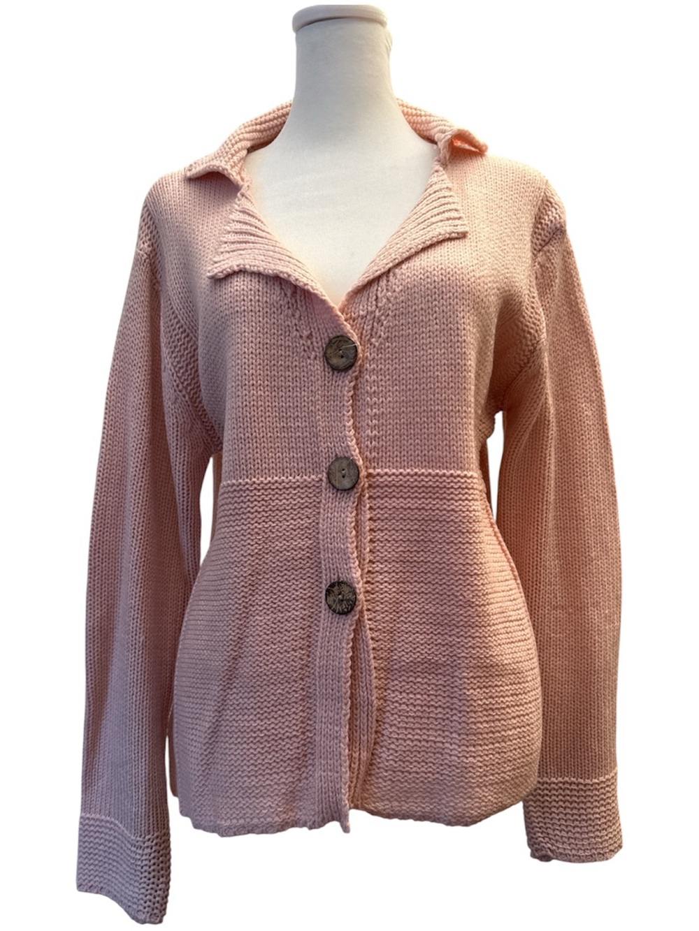 Women's Button-Front Knit Cardigan in Soft Pink